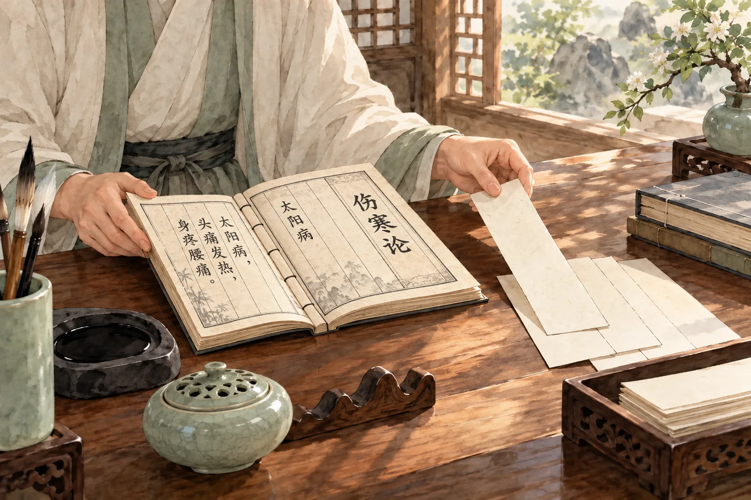 条文原文和读书笔记印在书页上的研习插图