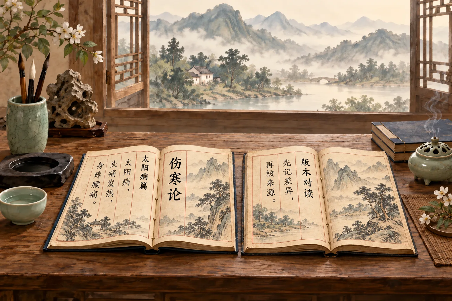 两册古籍印有底本文字与版本对读札记的插图